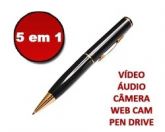 Caneta Espiã Filmadora 4x1 com Função Pen Drive 4GB