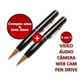 Leve 2 Canetas Espiã Filmadora com Função Pen Drive 4GB